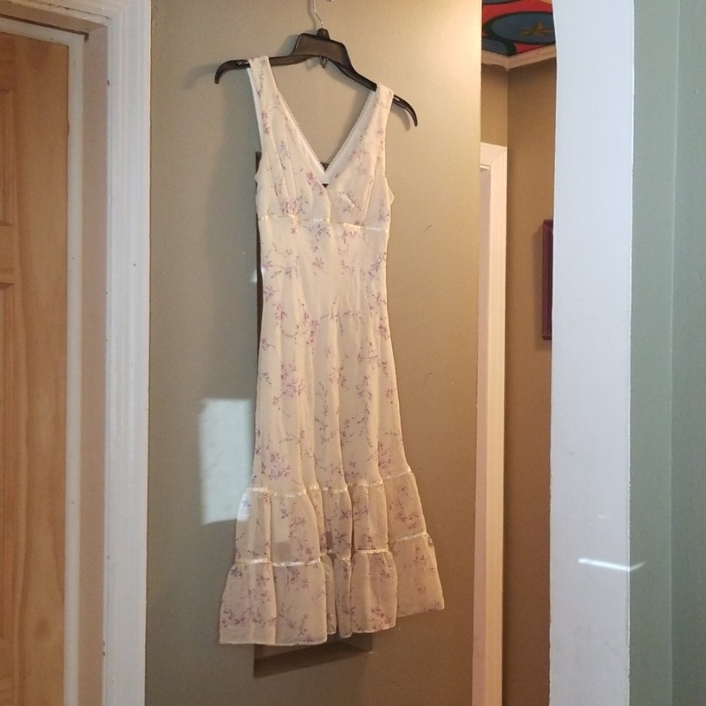 Pale yellow floral dress